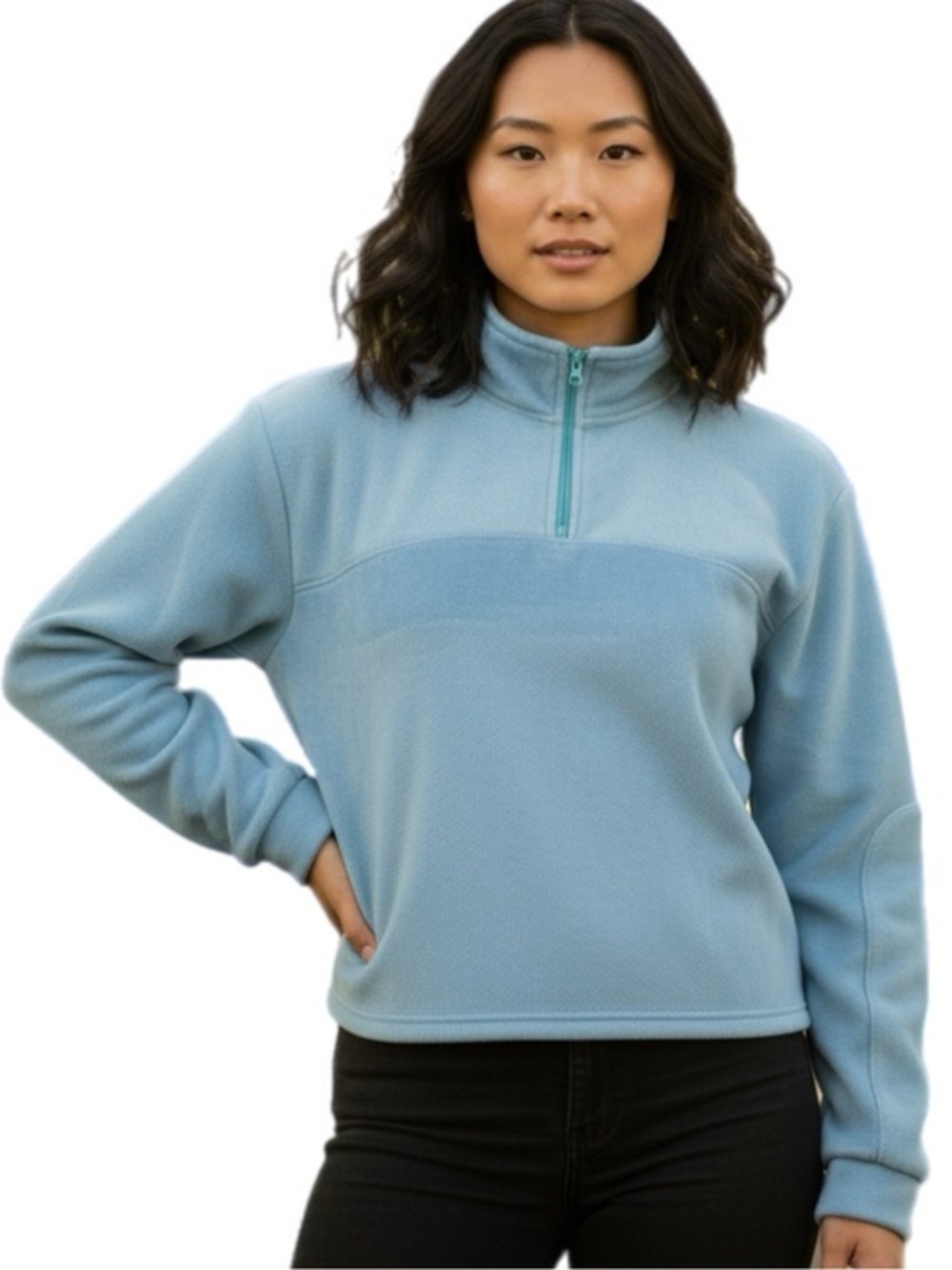 reel life | Blue super soft Crop Quarter Zip Sweatshirt Pullover